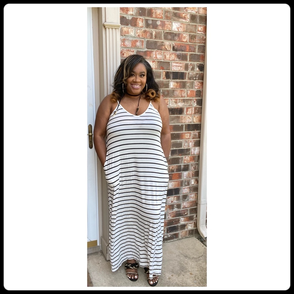 White Striped Maxi Dress